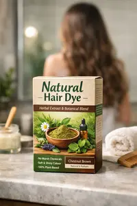 box of natural hair dye in bathroom setting