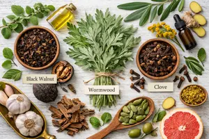 a collection of herbs commonly used in parasite detox