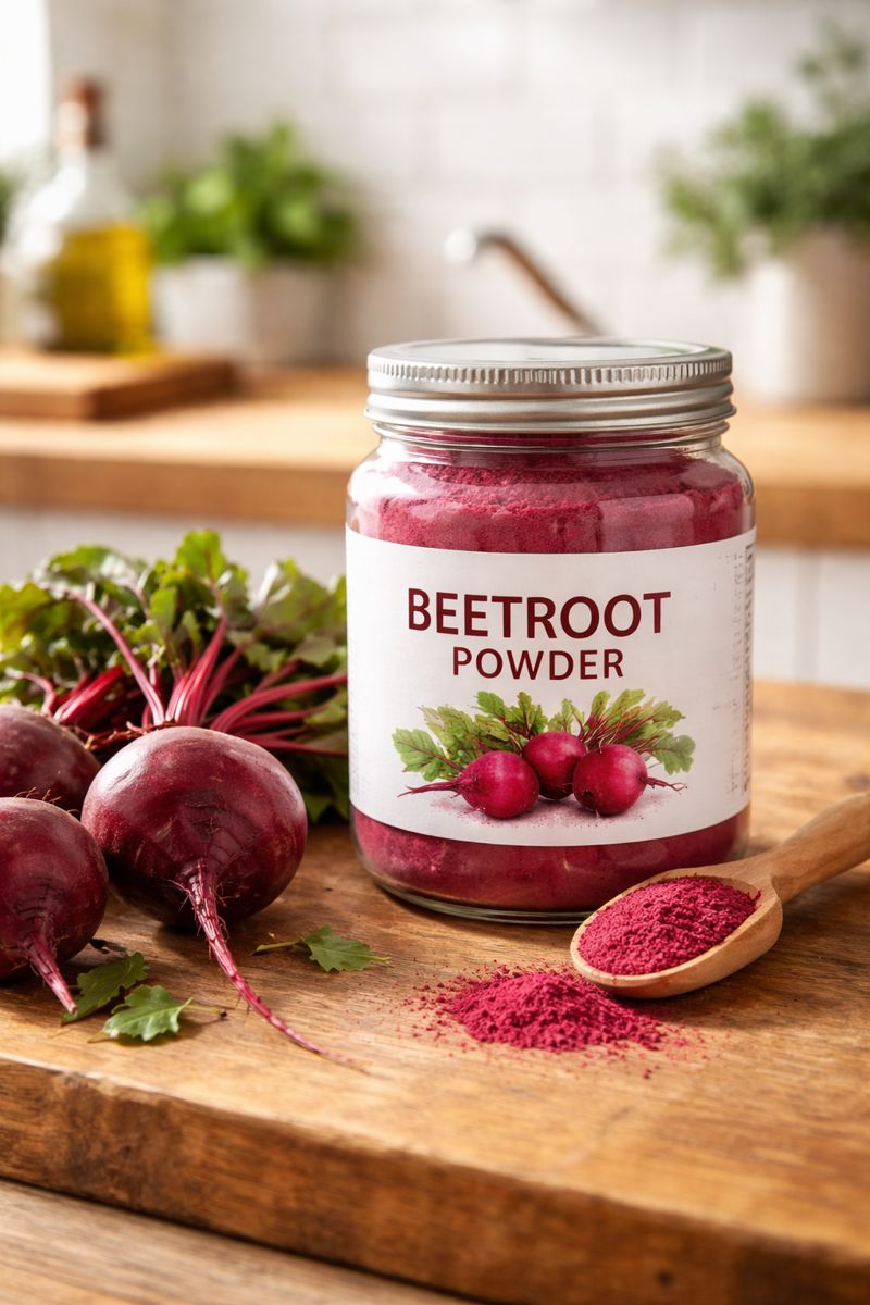 beetroot powder in a jar