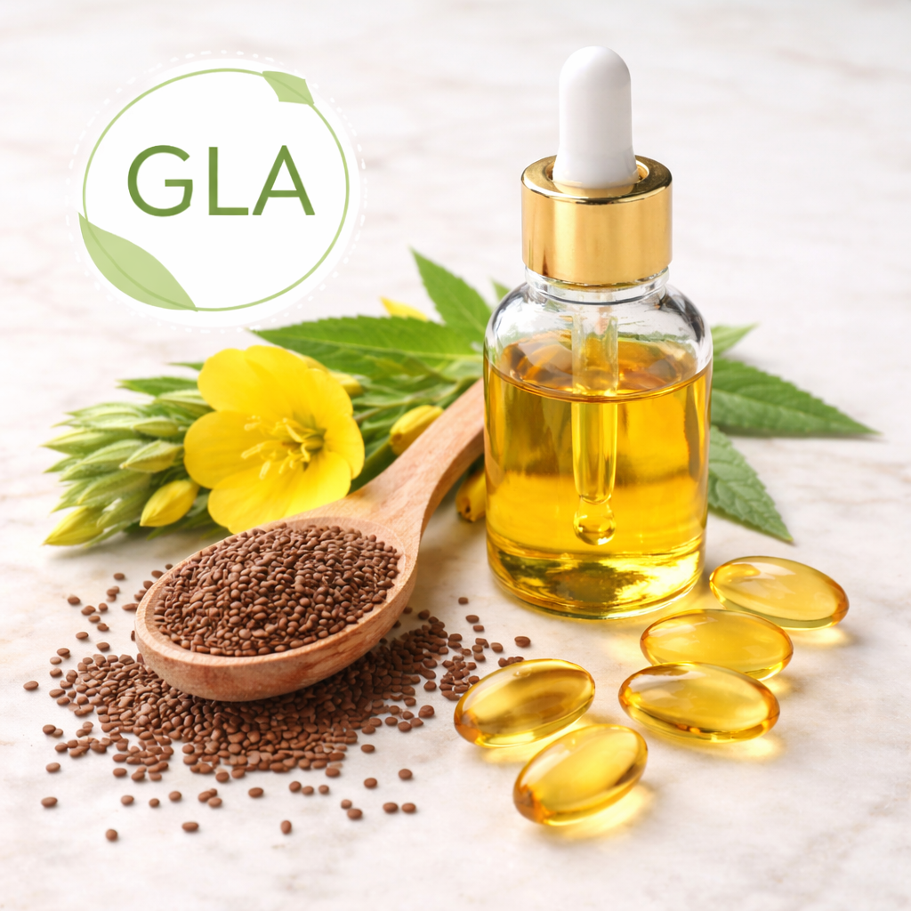 Gamma linolenic acid in evening primrose oil for hair support