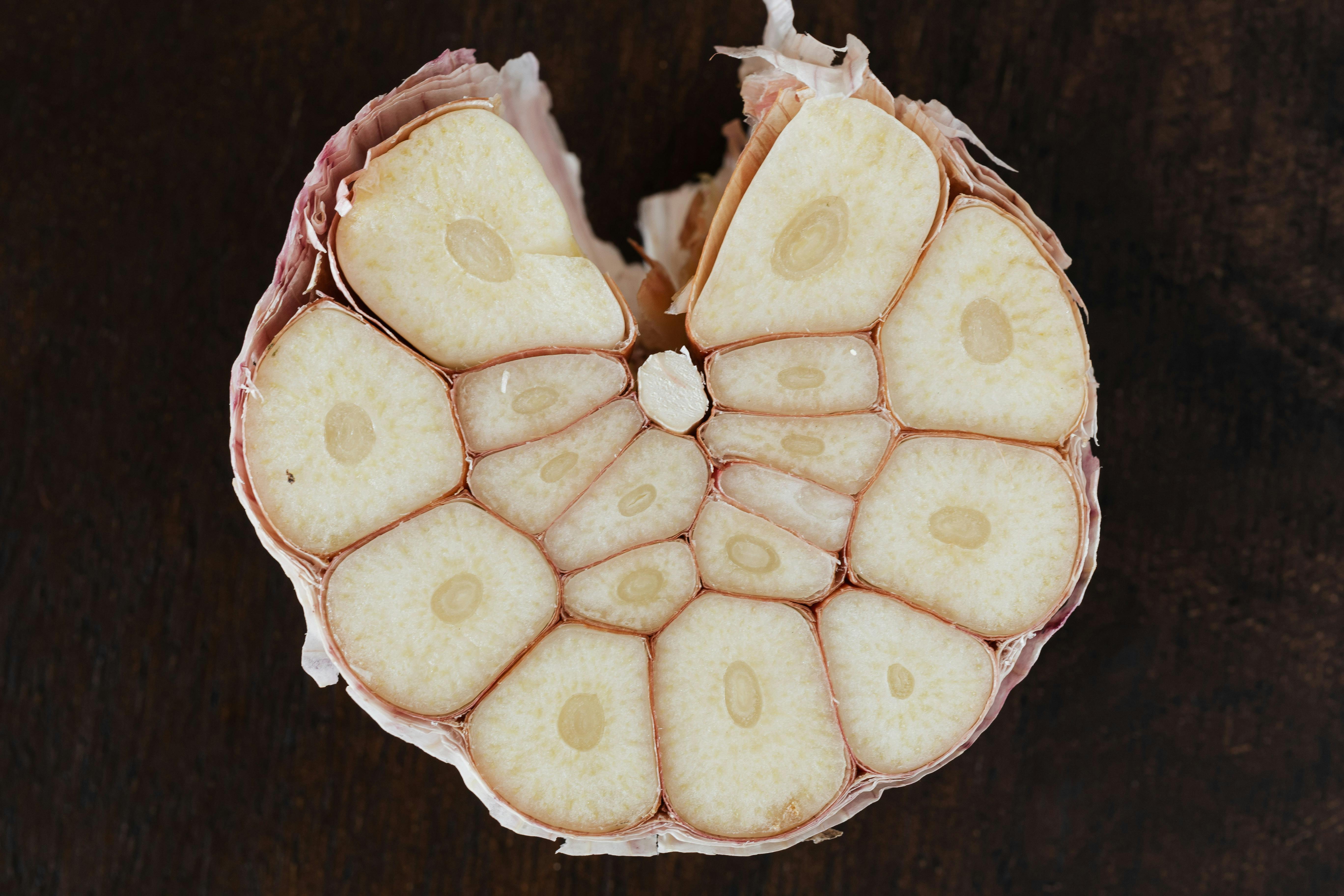 sliced garlic bulb