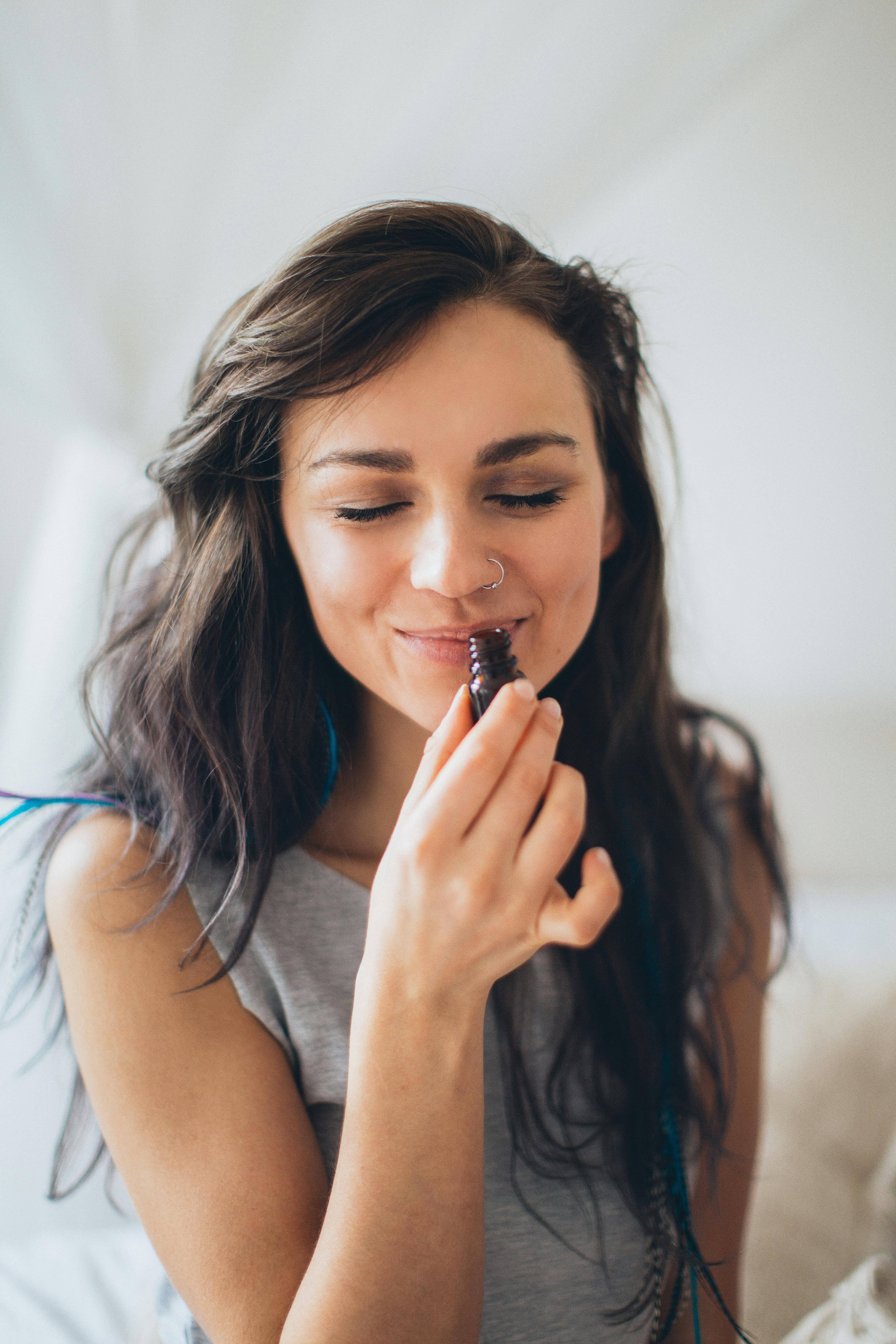 smelling essential oil