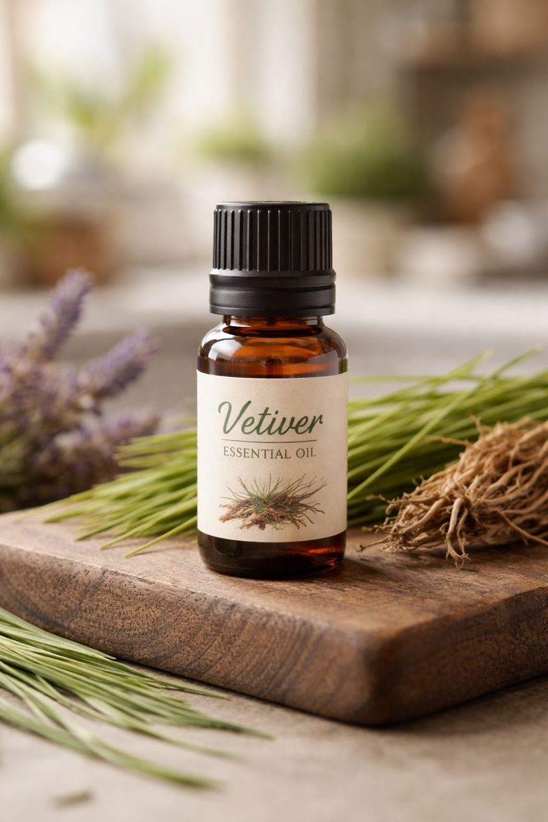 vetiver essential oil bottle