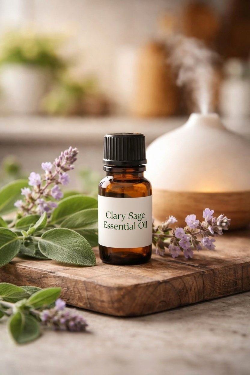 clary sage essential oil bottle