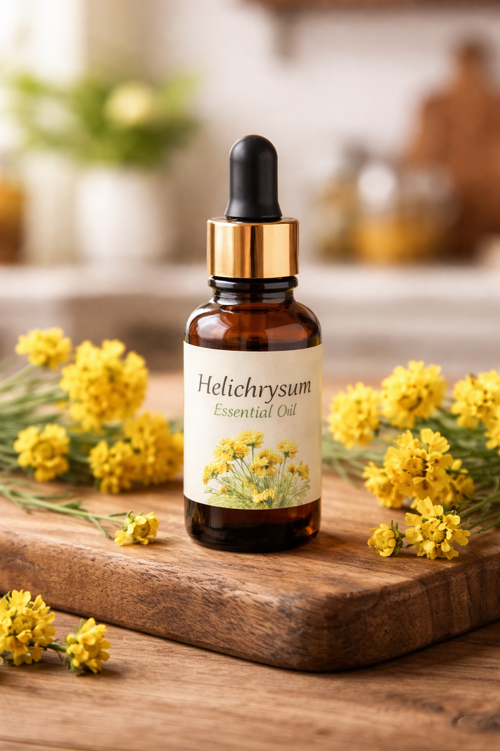 A dropper bottle of Helichrysum essential oilessnetial= A dropper bottle of Helichrysum essential oilessnetial=